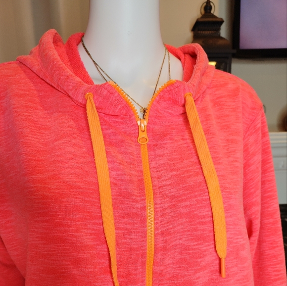 MTA SPORT Running Knit Zip Hoodie with Thumbholes, Orange XL - Picture 8 of 10